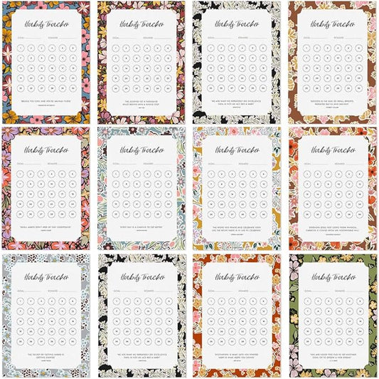 Habit Tracker Calendar - Made in USA, Designed by Local Artist, Motivational 30 day monthly challenge - Tool and gift for Productivity, Self-growth (Habit Tracker-Florals, Refill pages only)