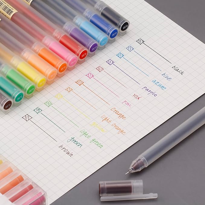 0.5mm Gel Pen Fine Point Colorful Pens for Journaling,12 Color Journal Pens Smooth Writing Colored Pens,Assorted Colors, Pack of 12