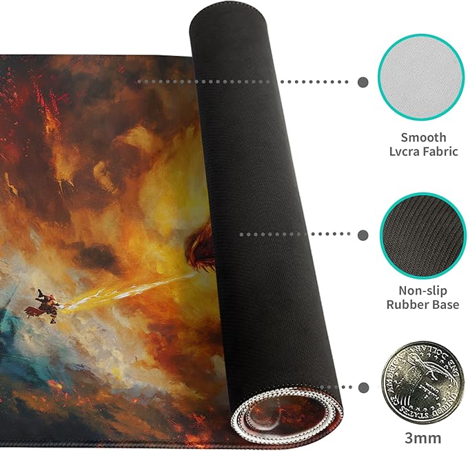 Gaming Mouse Pad Desk Pad XL Large Mouse Mat Keyboard Mat Office Desk Decor AccessoriesKeyboard Mat Office Desk Decor Accessories (Dragon Warrior)