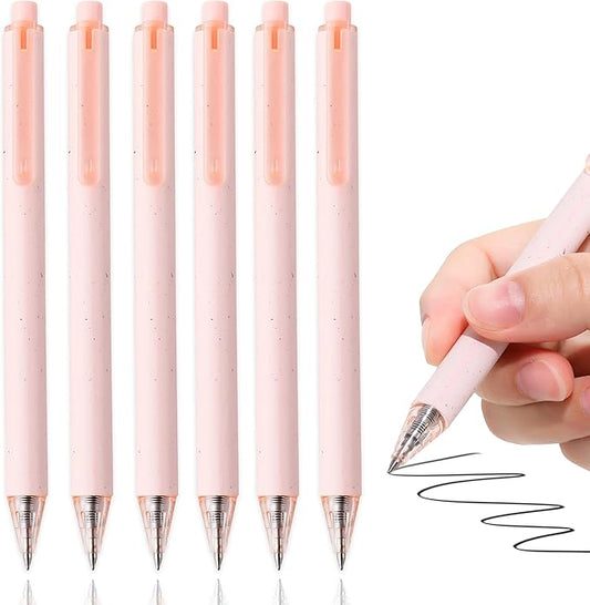 RIANCY Premium Pink Gel Pens - Smooth Writing, Quick Dry, Set of 6 - Ideal for Journaling, Note-Taking, Art Supplies