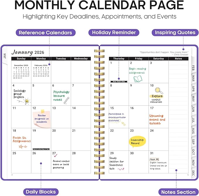 2026 Planner, Weekly and Monthly Calender Planner, Jan 2026 to Dec 2026, Hardcover 2026 Calendar Book with Tabs & Inner Pocket, Office Home School Supplies for Women & Men - A4 (8.5" x 11"), Periwinkle Blue