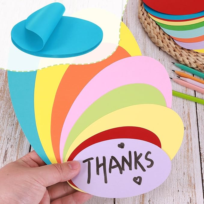 MECCANIXITY 30pcs Oval Card Stock 6-1/2 Inch 50lb/180gsm Thick Cutouts Coaster Paper for Craft Bulletin Board Decor, Dark Blue