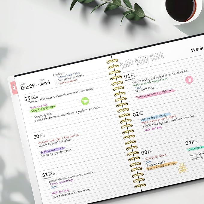 2026 Planner, Forvencer Calendar Planner Weekly and Monthly (Jan 2026-Dec 2026), 8.5" X 11", Agenda Book, Daily Journal Notebook with Tabs, Flexible Cover, Home School Organizer, A4, Green