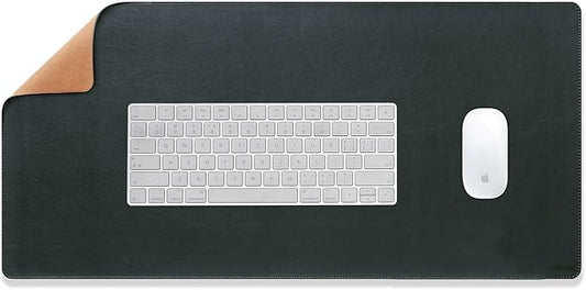 Large Leather Mouse Pad for Desk, 30.3" x 14.4" Desk Mat, Non-Slip Pu Leather Office Home Desk Mat, Waterproof Desk Pad for Keyboard and Mouse, Laptop, Writing, Desk Accessories (Dark Grey)