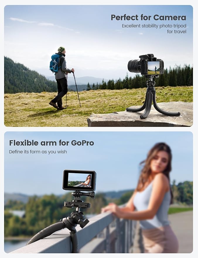 Lamicall Tripod for iPhone - 3 in 1 Flexible Phone Tripod with Wireless Remote - iPhone Stand for Video Recording Vlogging Selfie Valentines Day Gift Compatible with Phone GoPro, Digital Camera