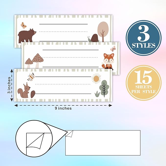 Self-Adhesive Student Name Tags -Jungle Animals Name Plate Stickers for Teens -45 Pcs Funny Multipurpose Name Label Favors Decorations & Supplies for Classroom Desks Bulletin Boards School -A03