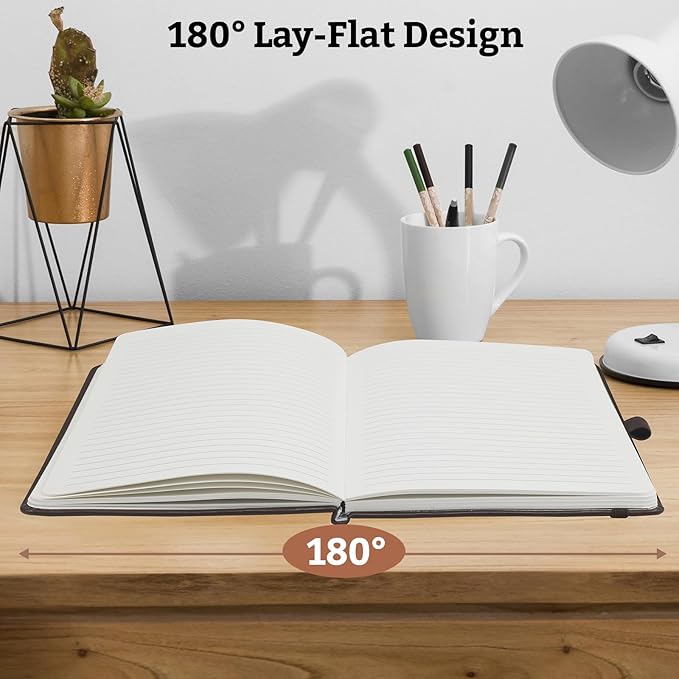 2Pack Lined Hardcover Journal Notebook, A5 192 Pages 100Gsm Thick Paper College Ruled for School,Note Taking,Work,Diary，5.7''*8.3'',Brown