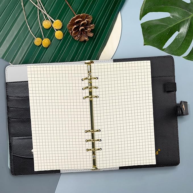 6 Ring Binder Refill,2023 A6 Grid Square Refill for Filofax/Personal Journal,Personal Size, 45sheets/90pages, 100Gsm Quality, Harphia (A6 3.74 x 6.77'',Gridsquare)
