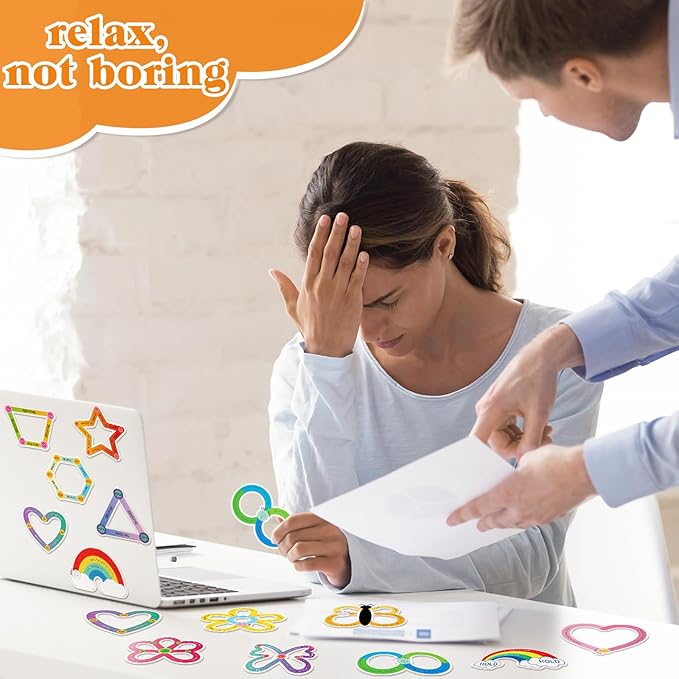 Crtiin 80 Pcs Anxiety Sensory Stickers with Inspirational Quotes Calm Textured Relief Mental Health Stickers Office Adhesive Sensory Tape Anti Stress for Adults(Vibrant)