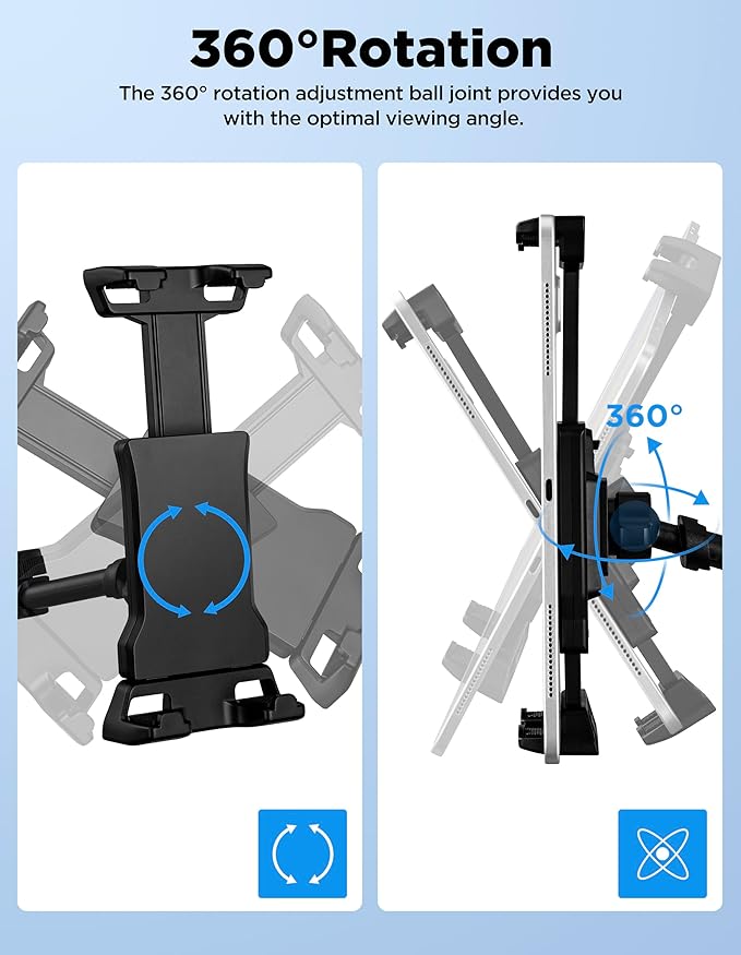 LZSIG Tablet Holder for Mic Stand, Adjustable iPad iPhone Mount for Music Stand - Compatible with Kindle/Android/Smartphones, Fits 4.7 to 13.5-inch Devices