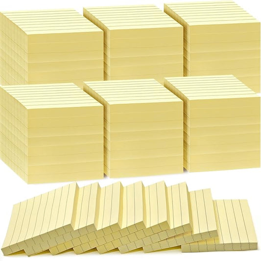 48 Pack Lined Sticky Notes 3x3 in, Yellow Self Sticky Notes with Lines, Post Stickies Sticky Memo Note Pads for School and Office Supplies, Yellow