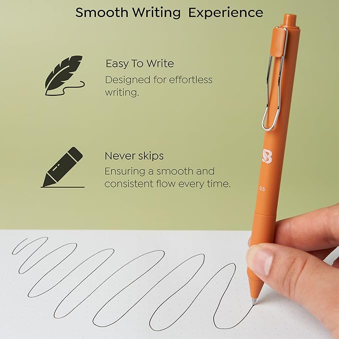 BLIEVE - Colored Gel Pens With Cool Matte Finish, Aesthetic and Cute Pens With Smooth Writing For Journaling And Bible Note Taking No Bleed Through, Cute School Supplies 8 Pack (Black Ink)
