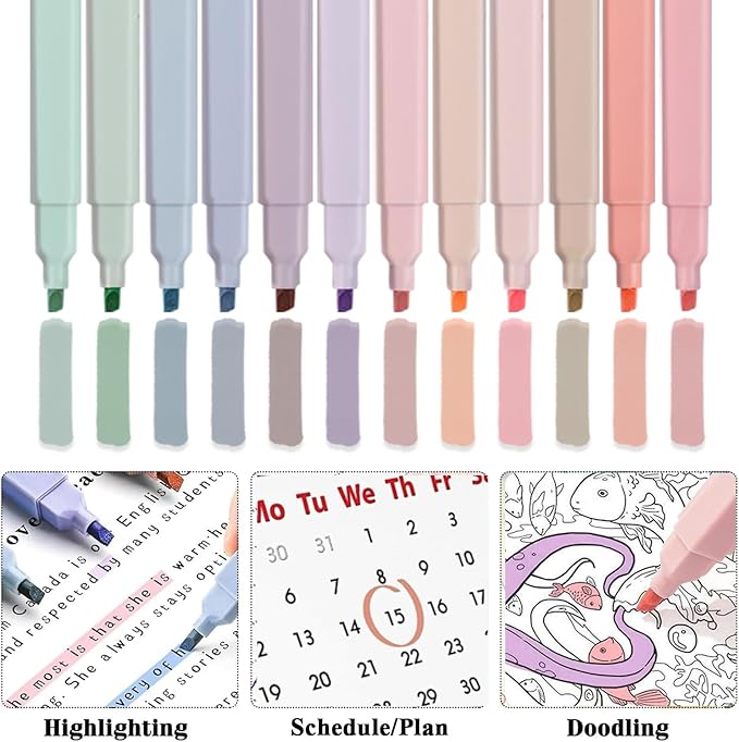 56 PCS Aesthetic School Supplies with Large Pencil Case, 5 Inspirational Ballpoint Pens, 12 Pastel Highlighters, 5 Black Ink Gel Pens, 6 Mechanical Pencils 0.5-0.7mm College Student Essentials (Pink)