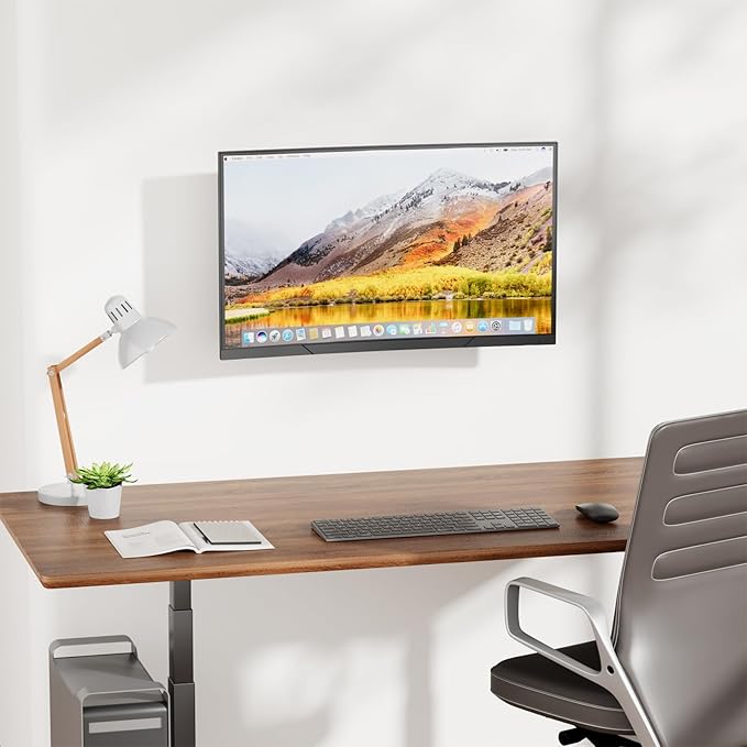 WALI Single Monitor Wall Mount, Height Adjustable for 17-32 inch Computer Monitor Bracket, up to 17.6 Lbs, Fits 1 Screen with Max Mounting Holes 100x100mm (1732LM), Black