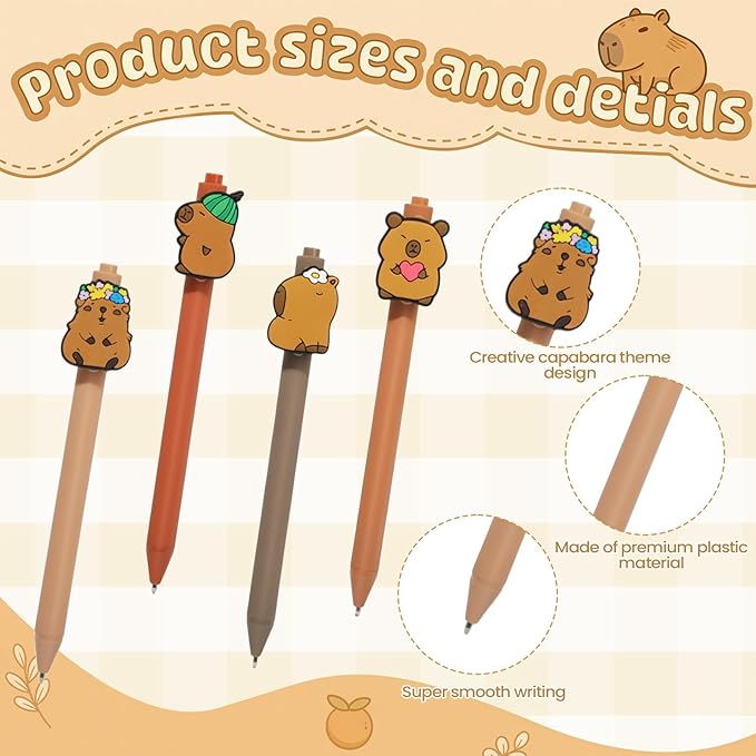 Capybara Stationery Set, 63 Pcs Kawaii School Supplies with Plush Pencil Case, Gel Pens & Stickers - Cute Valentine's Day Gifts for Girls & Girlfriend, Aesthetic Kids Gifts & Party Favors