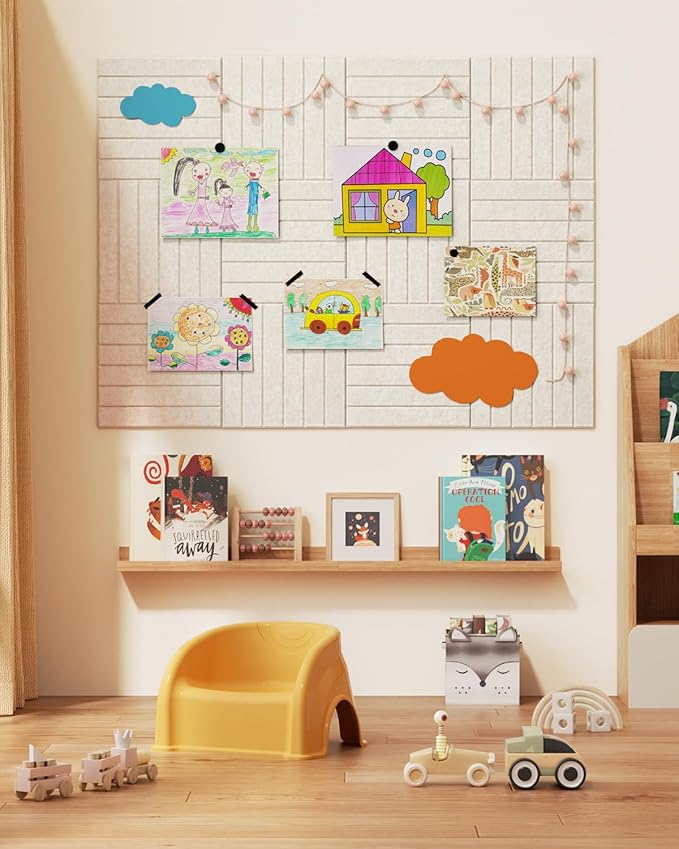Large Cork Board, 48" X 36" Bulletin Board, 12 Pack Felt Pin Boards Cork Boards for Walls Office Home Decor, Classroom with 60 Safe Removable Adhesive Tabs Camel