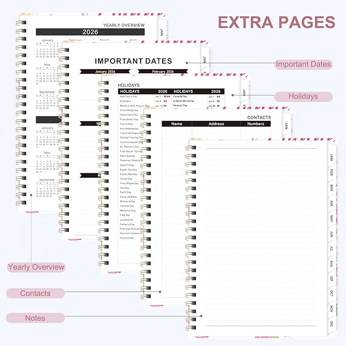 2026 Planner, Weekly and Monthly Calendar Planner Organizer, January-December, Academic Planning Agenda Book, Office School Home Suppiles for Women & Men, 6.3" × 8.5"