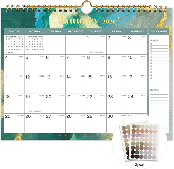 2026 Calendar - 18 Monthly Wall Calendar, July 2025 - December 2026, 8.5" x 11", Calendar 2026 with Twin-Wire Binding, Hanging Hook, Blocks and Julian Dates (2025-2026 Wall Calendar Purple)