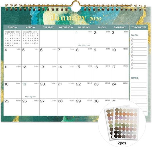 2026 Calendar - 18 Monthly Wall Calendar, July 2025 - December 2026, 8.5" x 11", Calendar 2026 with Twin-Wire Binding, Hanging Hook, Blocks and Julian Dates (2025-2026 Wall Calendar Purple)