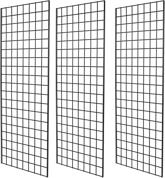 Heavy Duty Gridwall Panels Commercial Grade Grid Panel for Retail Display Wall 2' Width x 5' Height, Black (Pack of 3)