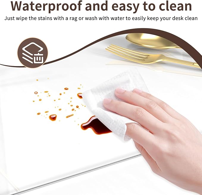 Clear Desk Mat, Desk Cover Clear Protector, Non-Slip PVC Desk Pad with Round Edge, Heat Resistant & Waterproof Transparent Desk Writing Mat for Home and Office (23.6"*13.8")