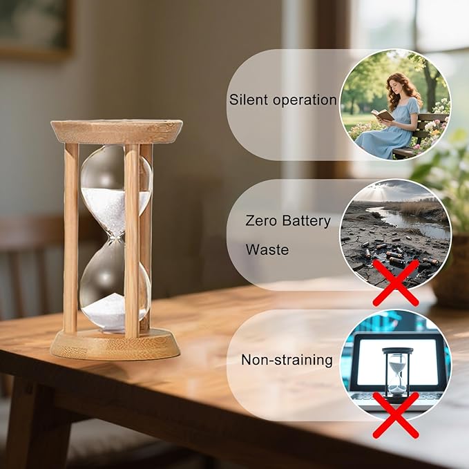 3 Minute Sand Timer, Wooden Hourglass, White Sandglass, Mini Sand Clock 3 Min,Mini Sand Watch for Toothbrush Time, Egg Timer, Game, Desk Decor & Gift