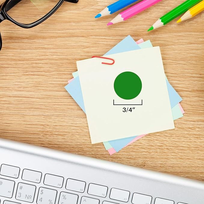 ChromaLabel 3/4 Inch Round Colored Stickers, Removable Sticky Dots Color Coding Labels, Ideal Sticker Dots for Arts and Crafts - 1000 Coding Stickers per Roll, Green