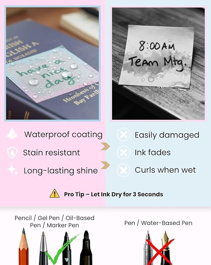100pcs Glitter Sticky Notes, Transparent Sticky Notes with Pink Blue Iridescent Edge, Cute Self-Adhesive Memo Pads for Office, School & Home Stationery (2 pack-50pcs/1pack)