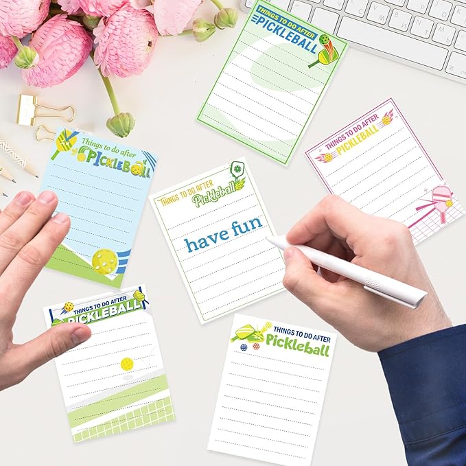 Pickleball Sticky Notes Gifts - 9 Pack Funny Pickleball Memo Notepads 3x4 Inches, Cute Sport Themed Self-Adhesive Mini Pads, Office School Supplies for Coworkers Students (450 Sheets)