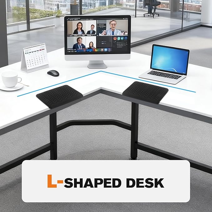 L-Shaped Elbow Pad for Desk, 2 Pack 11.8" x 7.9" Wide Desk Edge Cushion with Wavy Massage Texture, Ergonomic Memory Foam Desk Arm Rest for Typing Pain Relief - Non-Slip Office Desk Accessories