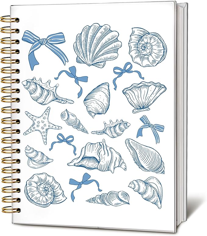 Blue Beach Notebook, Retro Ocean Notebooks for Note Taking, Coquette Blue Bow Beach Journal, Coastal Ocean Journals for Writing, Gifts for Beach Lovers, 5.5x8.3 Inch