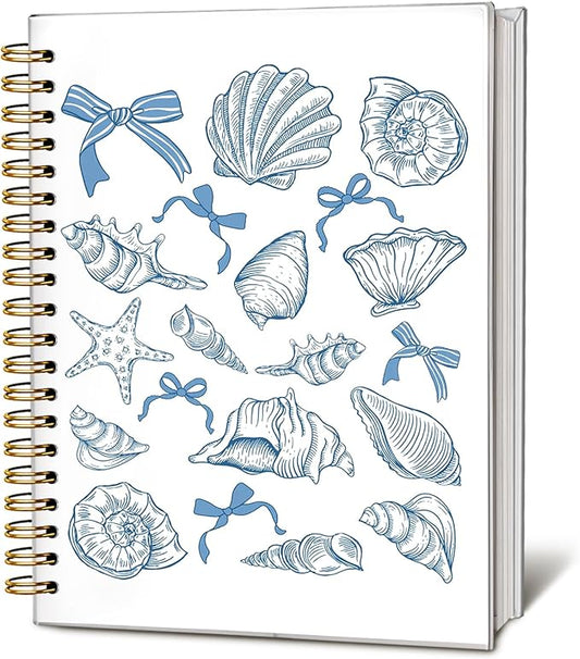 Blue Beach Notebook, Retro Ocean Notebooks for Note Taking, Coquette Blue Bow Beach Journal, Coastal Ocean Journals for Writing, Gifts for Beach Lovers, 5.5x8.3 Inch