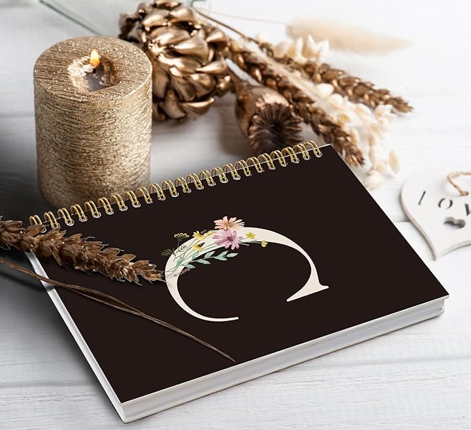 Trendy Personalized Journal Hardcover Spiral Notebook,Black Initial Letter C Notebook,Monogrammed Gifts for Women Teen Girl,College Ruled Hardcover Spiral Notebook 5.5 x 8.3
