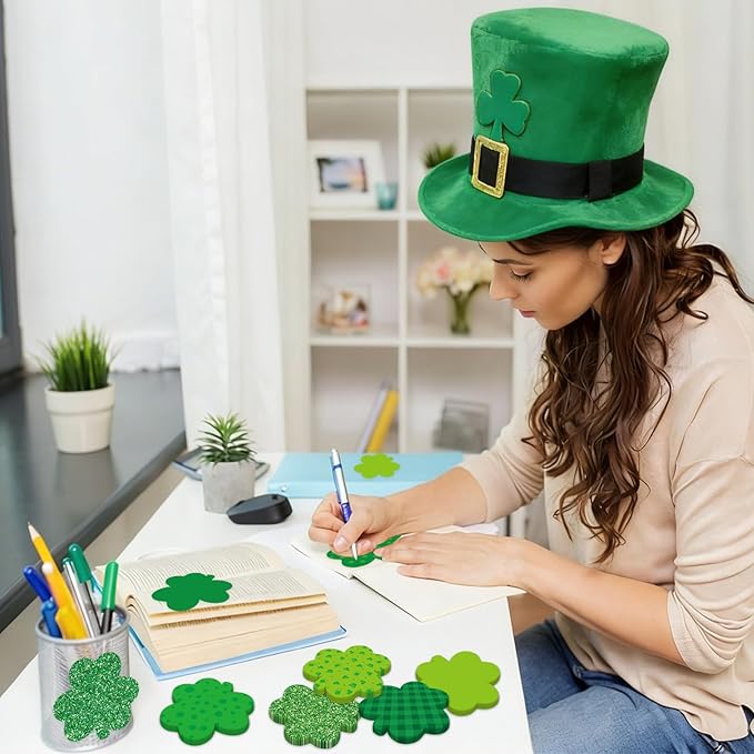 600 Sheets St Patrick's Day Sticky Notes, Lucky Shamrock Notepads Irish St. Patrick's Day Memo Pads for Home Office School Party Supplies