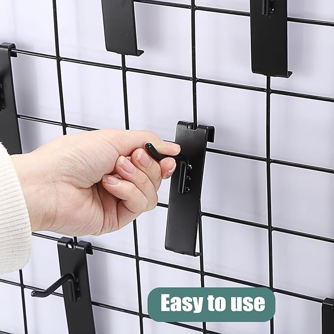 Sumnacon Grid Wall Hanging Hooks 35 Pcs Hooks for Grids Wall Notch 2 Inch Black Grid Walls Hangers, Sturdy Metal Display Hook for Craft Show, Retail Store, Home Dispaly