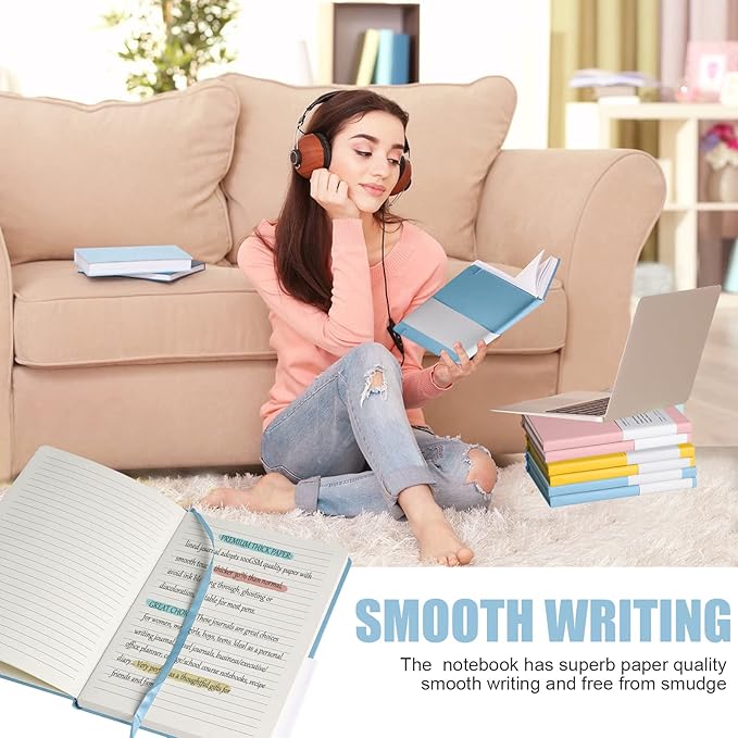 Lined Journal Notebook – Hardcover Notebook for Men & Women – Journals for Writing, Work, School, Home & Daily Notes, 160 Pages – Medium A5, 5.7"x8", 100 gsm Thick Paper (Sky Blue)