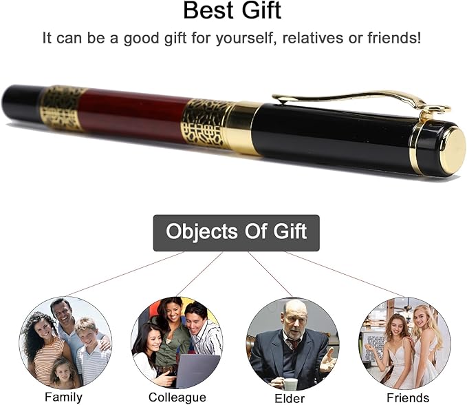 YIVONKA Ballpoint Pen Black Refill,Classical retro style Luxury Pen,Best Ball Pen Gift Set for Men & Women Professional Executive,Office,Nice Pens Classy Gift Box (2 Pack Red)
