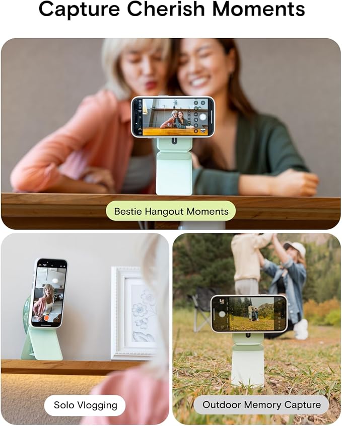 MOFT Phone Stand, Magnetic Phone Tripod Stand Stain-Resistant MOVAS Leather & Angle Adjustment & Strong Magnets Tripod for iPhone 17/16/15/14/13/12 (Included Metal Ring)-Peach Pink