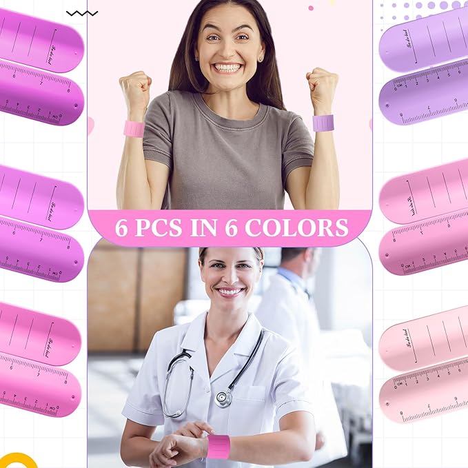 6 Pcs Nurse Silicone Bracelet to Do List Slap Silicone Reminder Bracelet Reusable Wearable Wrist Waterproof for Work Wrist Strap(Elegant Color,Classic Style)