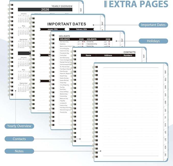2026 Planner, Weekly and Monthly Calendar Academic Planner, Jan 2026 - Dec 2026, Planning Agenda Book for Desk Accessories and School Supplies - A5 (6.3'' x 8.5'')