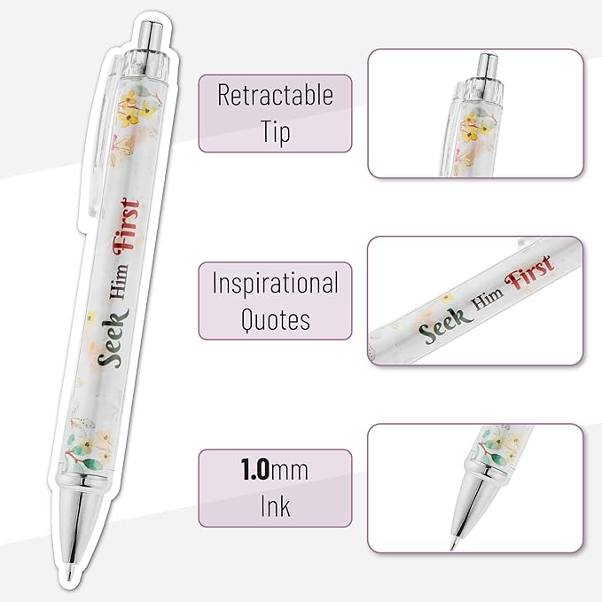 Mr. Pen- Christian Pen Set, 10 Pack, Floral Serenity, Black Ink, Bible Verse Pens for Women, No Bleed Through, Ballpoint, Inspirational