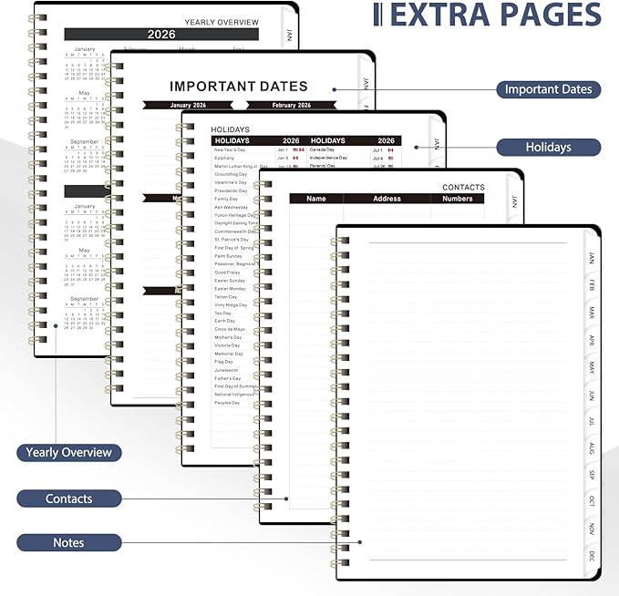 2026 Planner, Weekly and Monthly Calendar Academic Planner, Jan 2026 - Dec 2026, Planning Agenda Book for Desk Accessories and School Supplies - A5 (6.3'' x 8.5'')