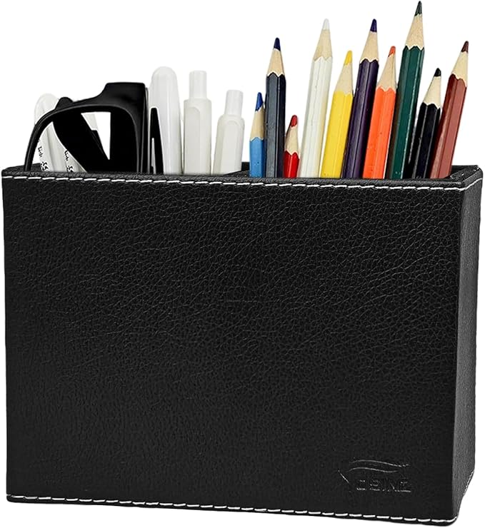 Pen Pencil Holder Cup Container PU Leather Desk Organizer Stand Decor Brush Scissor Holder Decoration Office Desk Home School