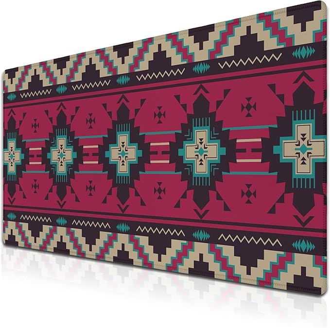 Computer Desk Mat Pink Mouse Pad, Gaming Mousepad Big Game Mat, Desktop Pad Waterproof Non-Slip Rubber Base Waterproof with Stitched Edges, 35.4" X 15.7" for Work/Game/Office/Home Southwest