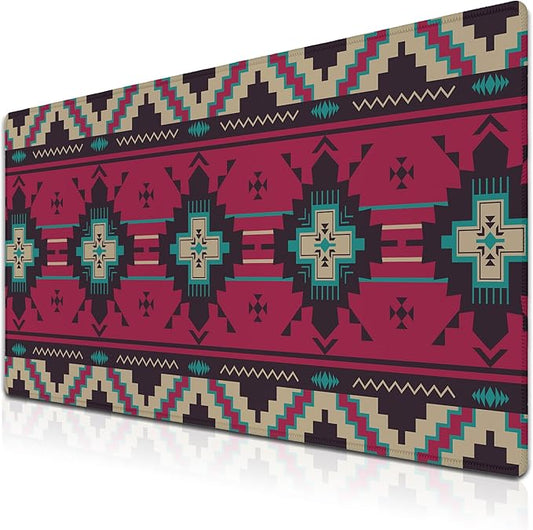 Computer Desk Mat Pink Mouse Pad, Gaming Mousepad Big Game Mat, Desktop Pad Waterproof Non-Slip Rubber Base Waterproof with Stitched Edges, 35.4" X 15.7" for Work/Game/Office/Home Southwest