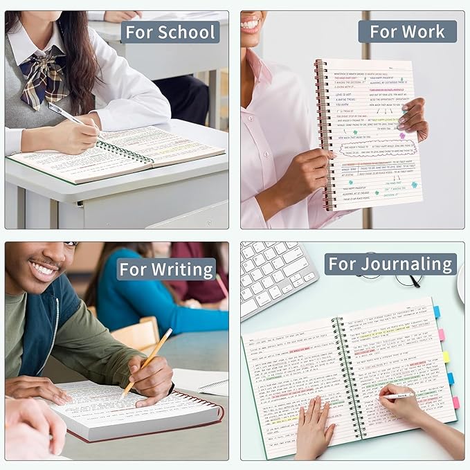 AHGXG Spiral Notebook College Ruled - Large Spiral Journal A4 Notebook 8.5" x 11", 300 Pages Writing Journal for Work, 100GSM Thick Paper, Plastic Hardcover, for Women Men Office School, Sage Green