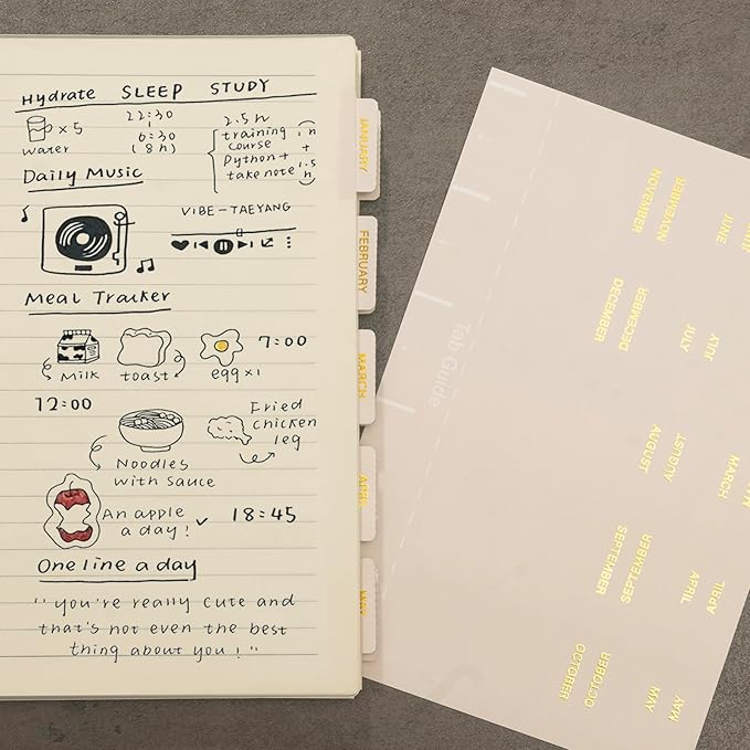 Lumintutu Gold Foil Embossed Planner Monthly Stickers, Laminated 40 Adhesive Plan Tabs Accessories for Notebooks, Hobonichi 2026 Happy Calendar Inserts Set (Latte)