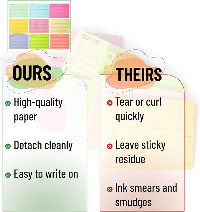 Mr. Pen- Assorted Color 4"x3" Lined Sticky Notes, 360 Sheets, 9 Pads, Perfect for Organization, Note-taking, Task Management, Home/Office Use