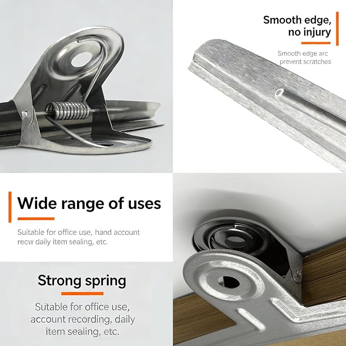 Extra Large Bulldog Paper Clips, Silver, 11 4/5 Inch, 2 Pcs, 30 cm, Jumbo Metal Paper Clamps, Heavy Duty Binder Clips for School File, Office Supplies