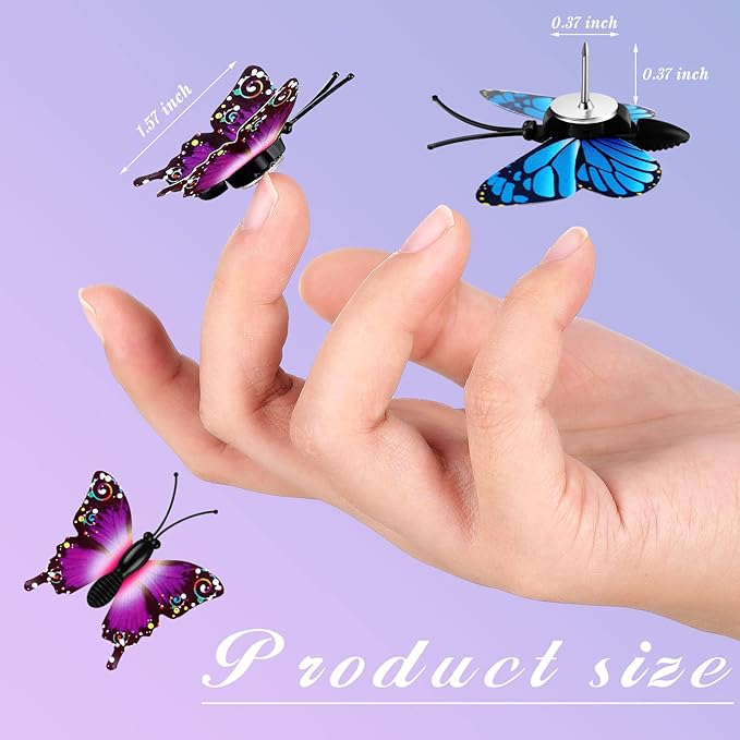Butterfly 30 Pack Thumb Tacks Decorative Push Pins Butterfly Push Pins Colorful Cute Pushpin for Photo Wall Cork Board Bulletin Board Home Wall Pattern Decoration (Colorful,1.57 in)